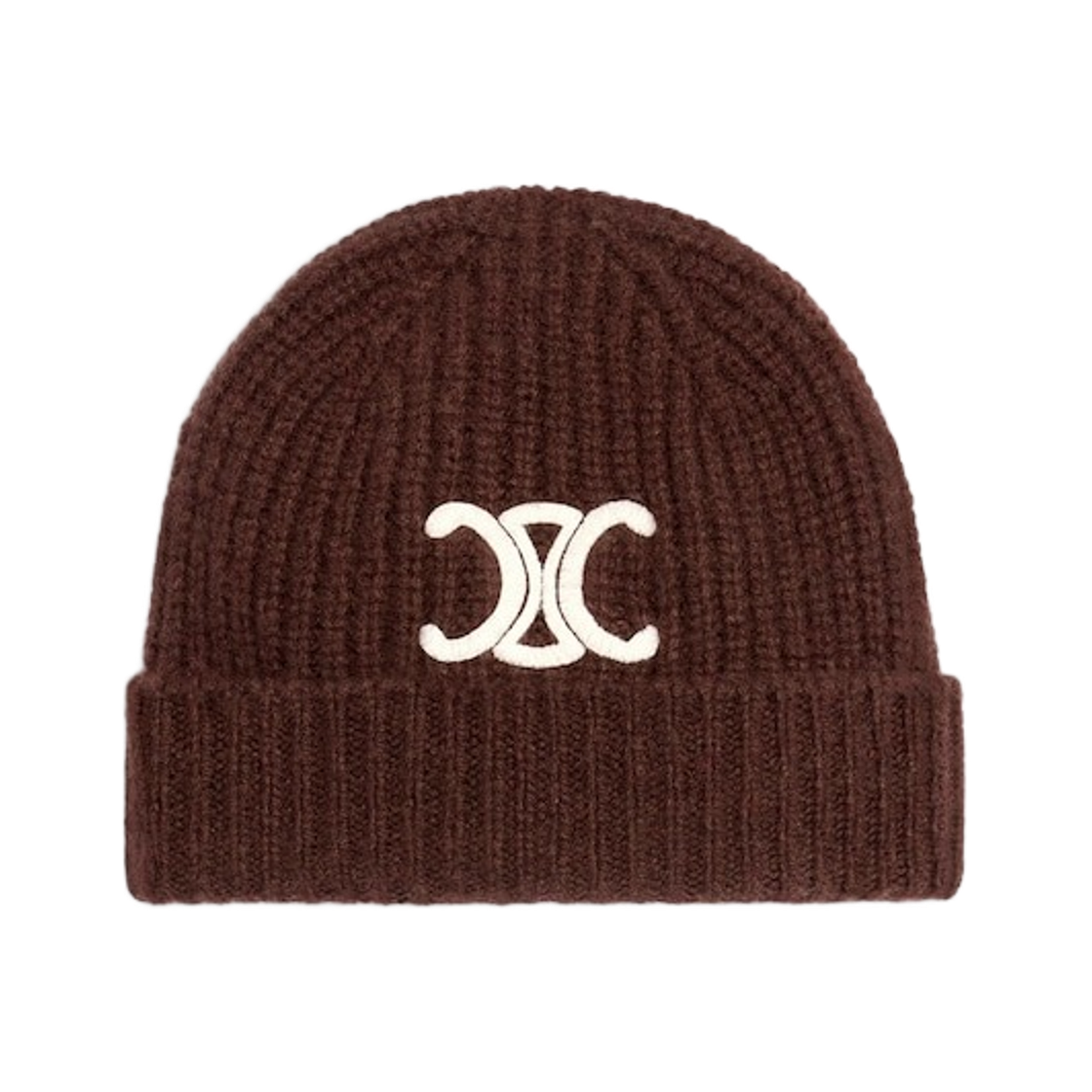 AA08P384D-19BR (W) Celine Triomphe Beanie in Seamless Cashmere Brown