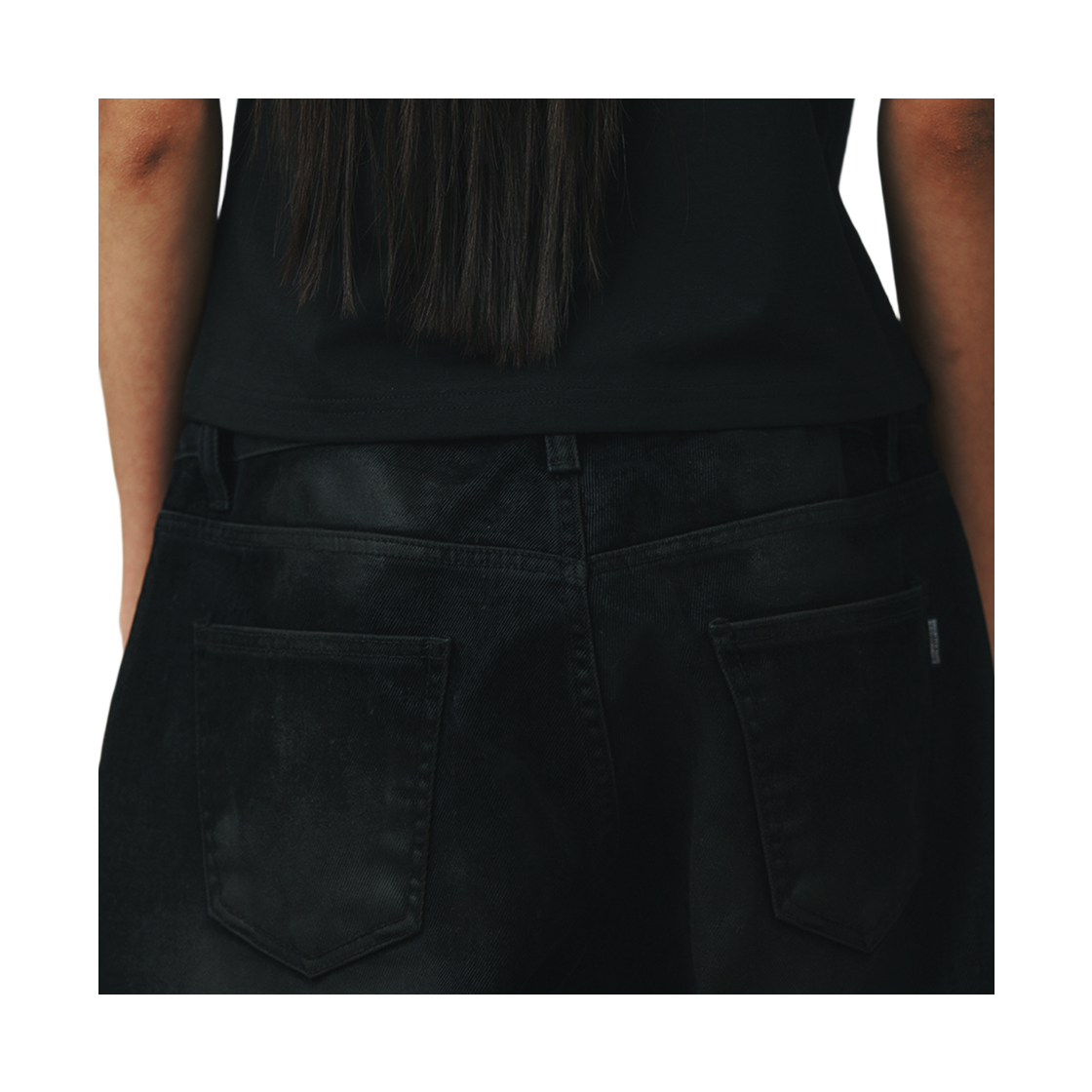 비에스래빗 플레어 릴렉스핏 벨벳 데님 팬츠 빈티지 블랙(Bsrabbit Flare Relaxed Fit Velvet Denim Pants Vintage Black) - 5