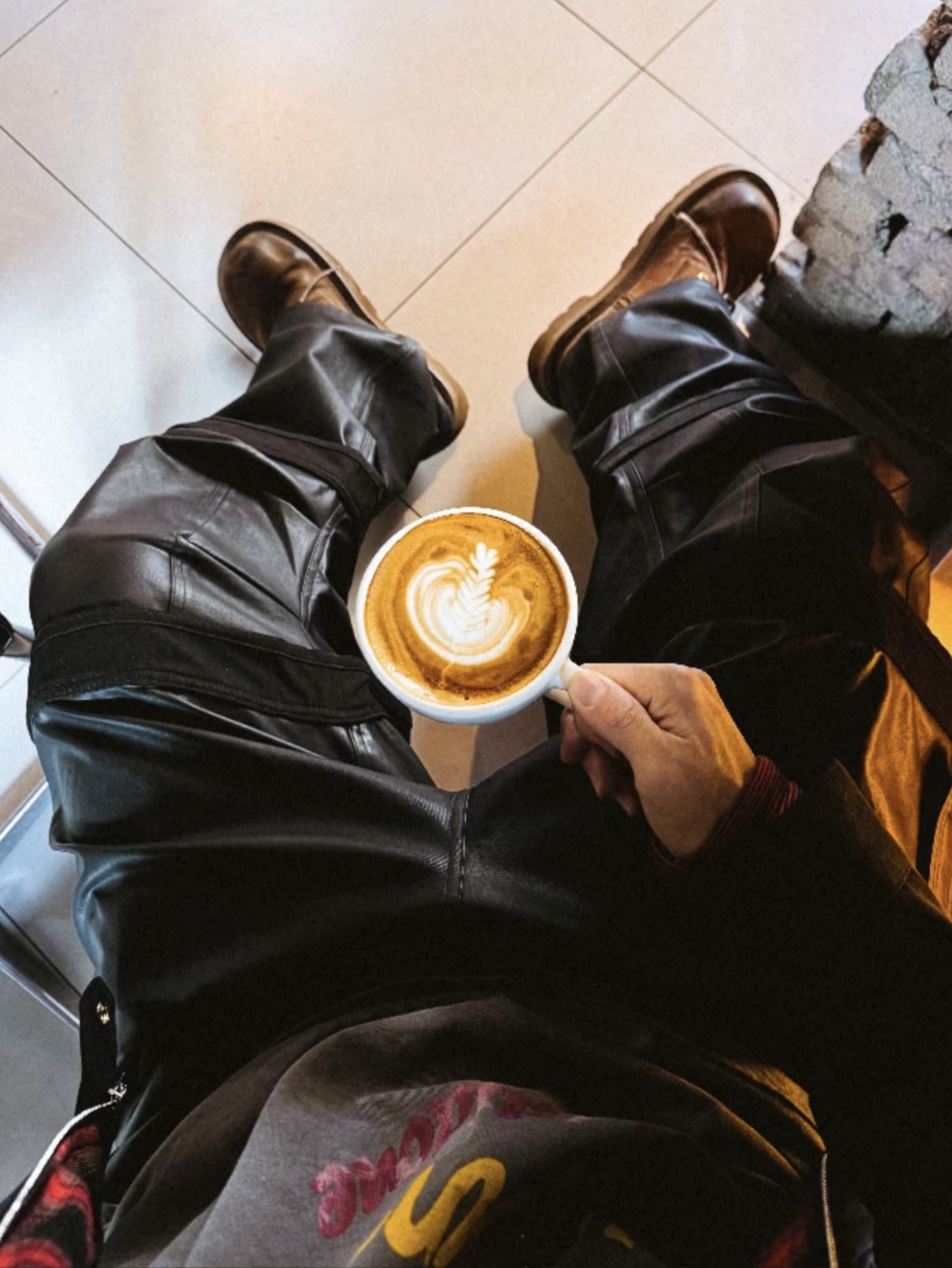 farfromwhat far layered work pants_black, Ray-Ban Balorama Shiny Black Frame Grey Blue Light Filter Lense 착용 스타일 - 7