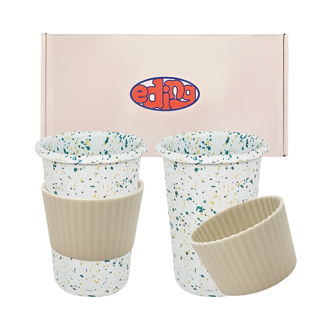 에딩 밀키웨이 법랑 컵 롱텀블러 + 홀더 타히티 민트 2p gift set(Eding Mlikyway Enamel Long Tumbler+Holder 2p Gift Set Tahiti Mint) - 2