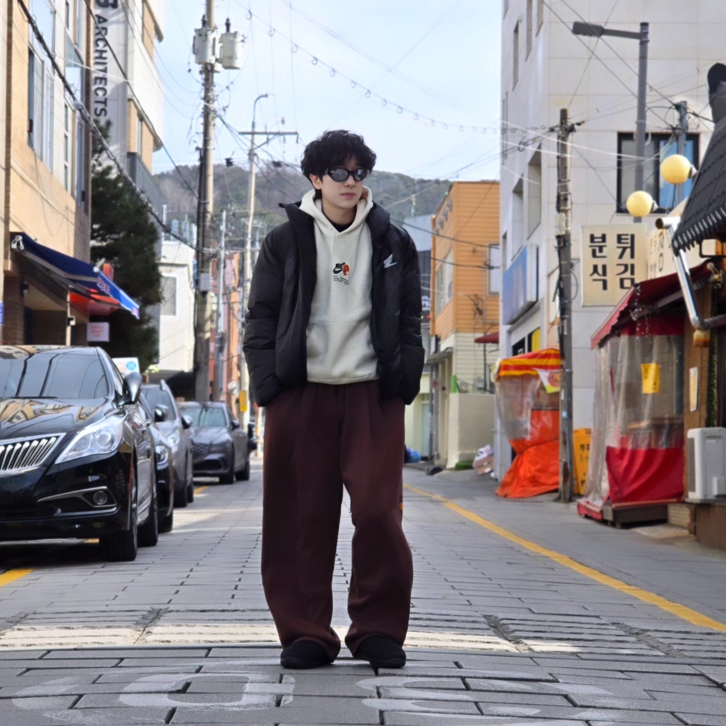 Honda H-Tech Non Quilting Hoodie Jacket Black, Nike Burrow SE Black Anthracite 착용 스타일 - 2
