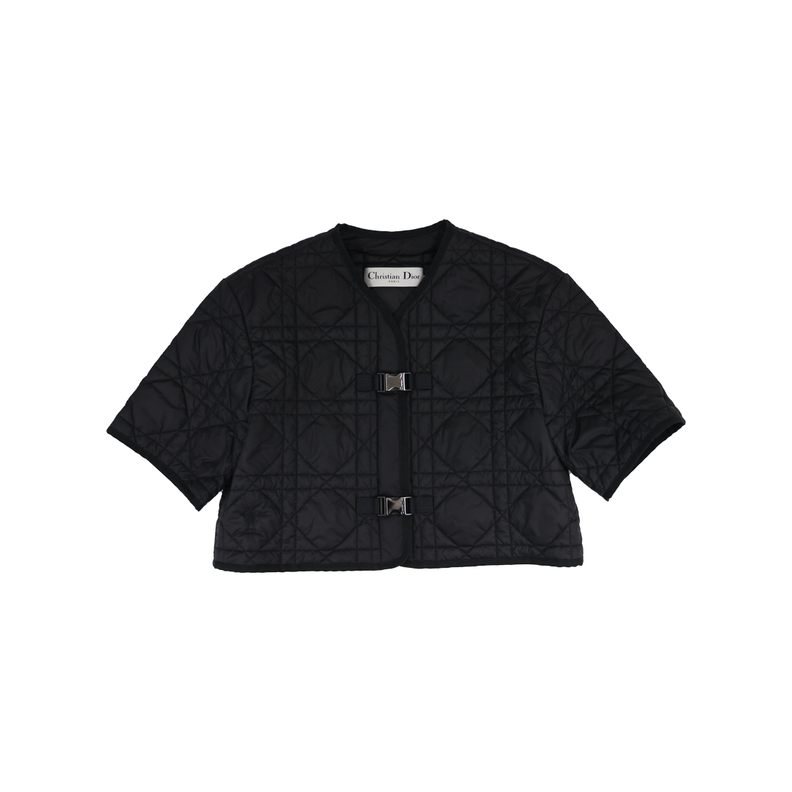 IT346OUA3L4Q Dior Macro Cannage Short Sleeve Peacoat Quilted Technical Taffeta Black