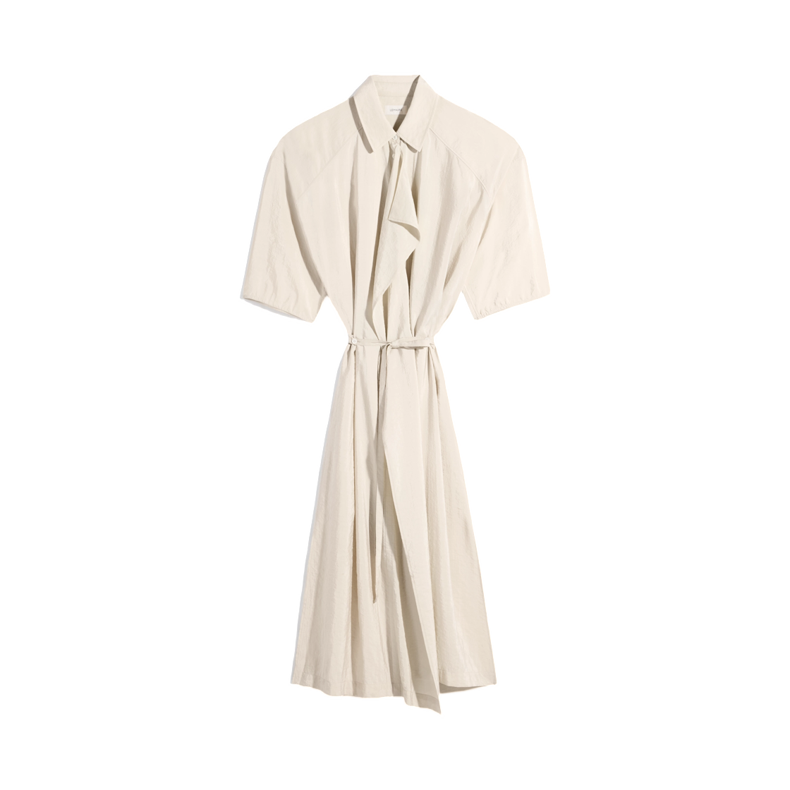 (W) 르메르 어시메트리컬 셔츠 드레스 드라이 실크 오트 밀크((W) Lemaire Asymmetrical Shirt Dress in Dry Silk Oat Milk)