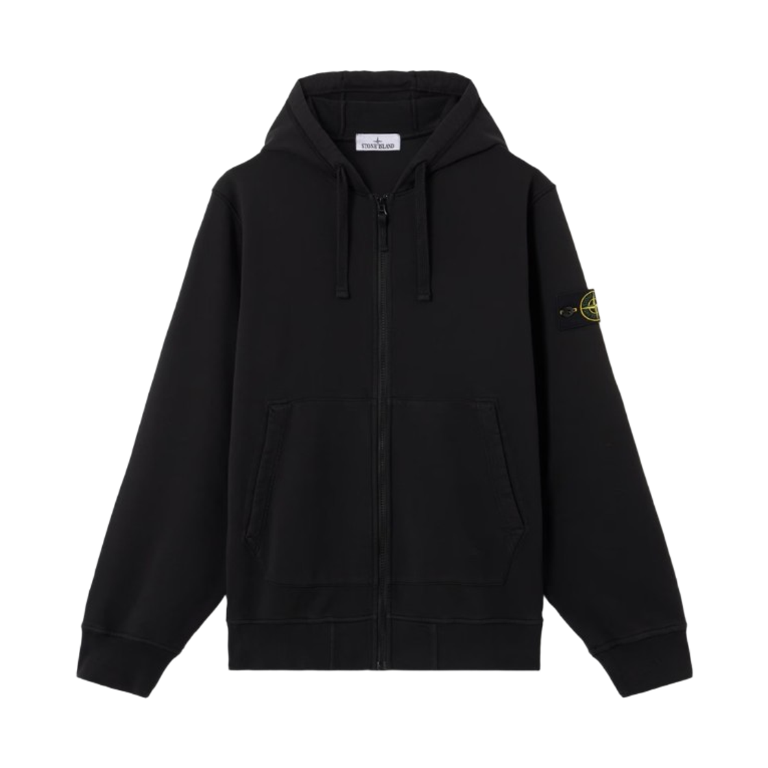 L1S1561000-61S0051-V0029 Stone Island 6100061 Organic Cotton Fleece Regular-Fit Zip-Up Hooded Sweatshirt Black - 26SS