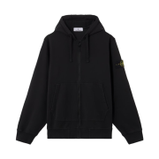 Stone Island 6100061 Organic Cotton Fleece Regular-Fit Zip-Up Hooded Sweatshirt Black - 26SS