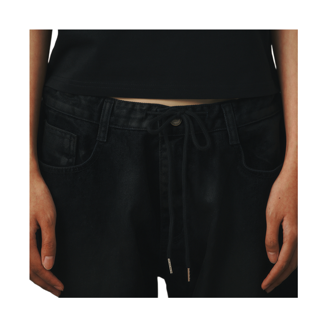 비에스래빗 플레어 릴렉스핏 벨벳 데님 팬츠 빈티지 블랙(Bsrabbit Flare Relaxed Fit Velvet Denim Pants Vintage Black) - 3