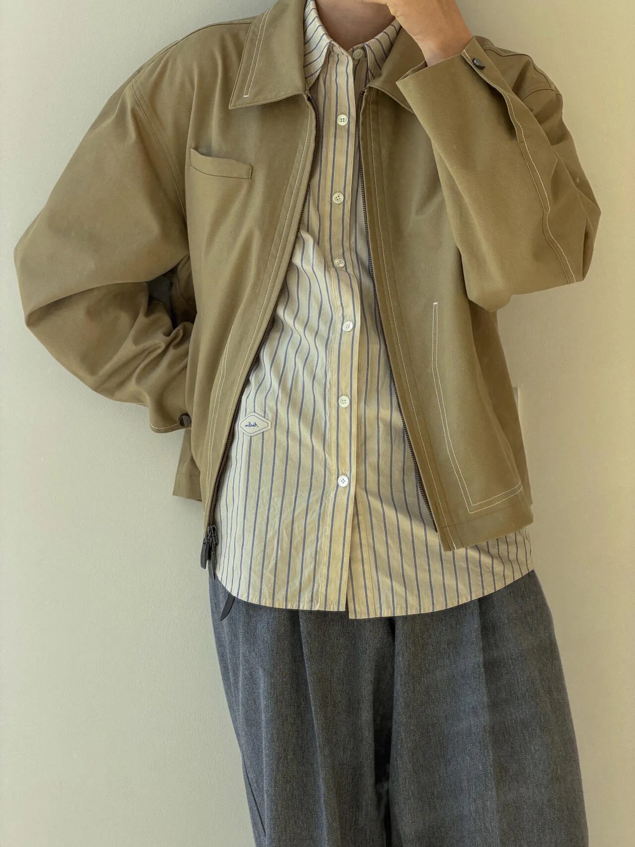 Ader Error Jacket Product 22 Beige, Our Legacy Camion Boot Black 착용 스타일 - 2