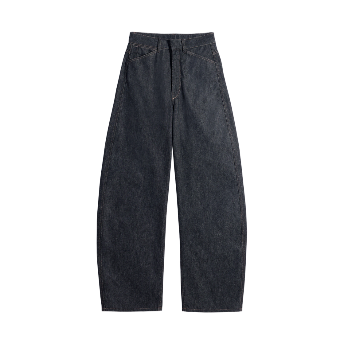 (W) 르메르 하이 웨이스티드 커브드 팬츠 데님 슬레이트((W) Lemaire High Waisted Curved Pants in Denim Slate)