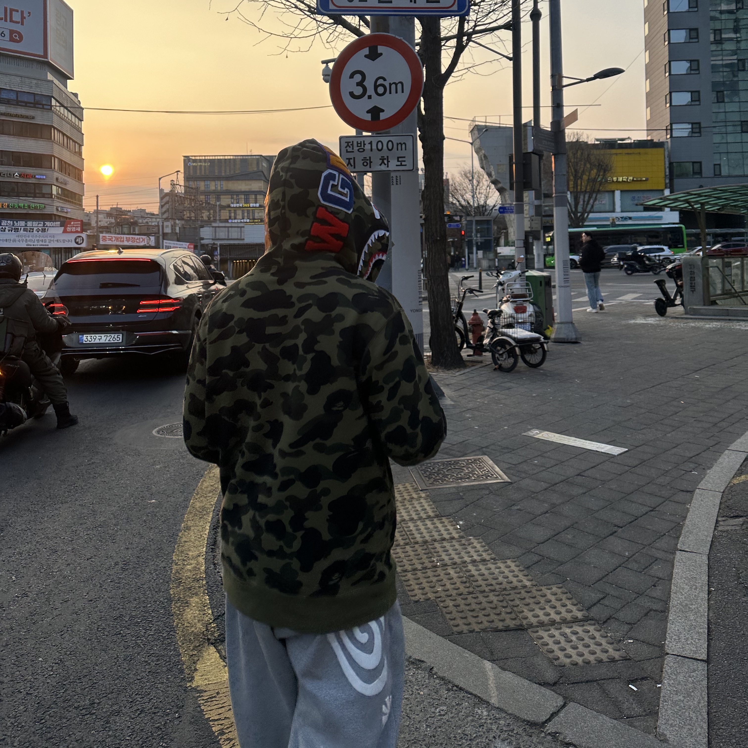 Apple AirPods Max Lightning Space Gray (Korean Ver.), BAPE 1st Camo Jacquard Shark Full Zip Hoodie Green 착용 스타일 - 2