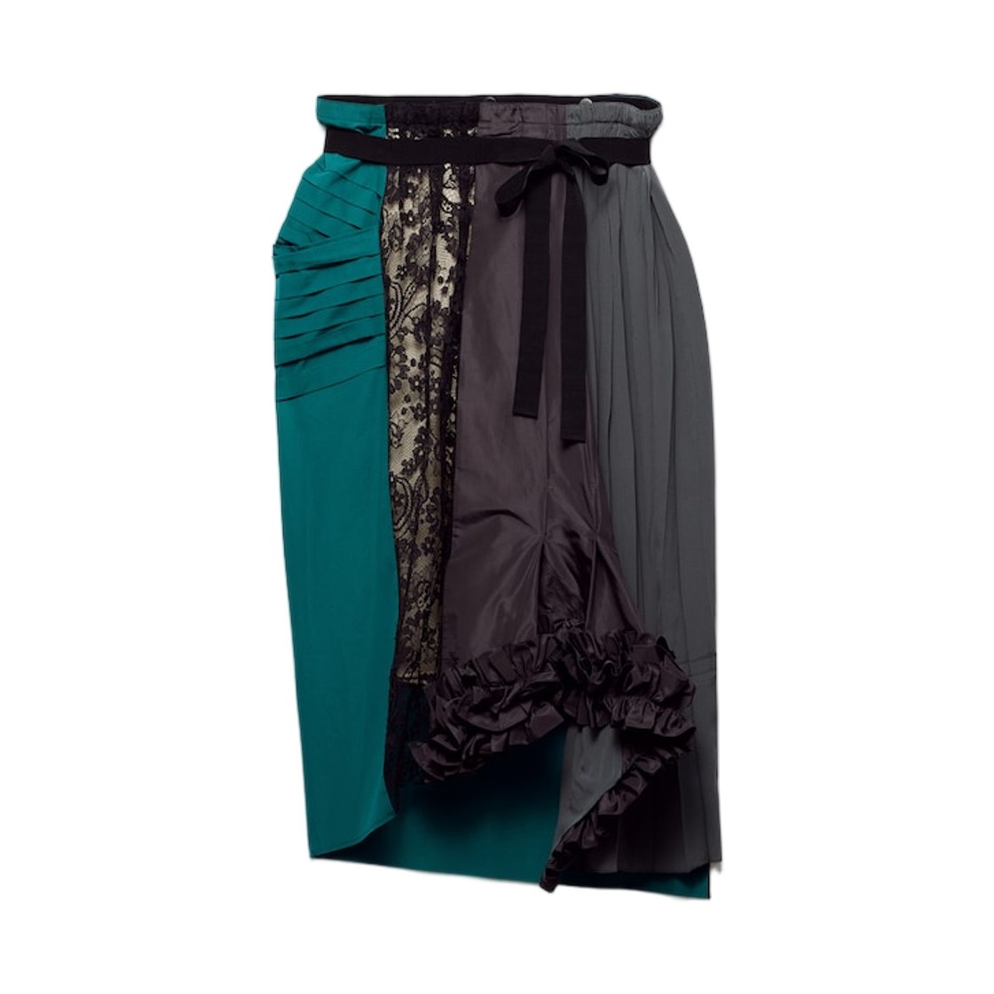 (W) 프라다 테크니컬 태피터 패치워크 스커트 헤마타이트((W) Prada Technical Taffeta Patchwork Skirt Hematite)