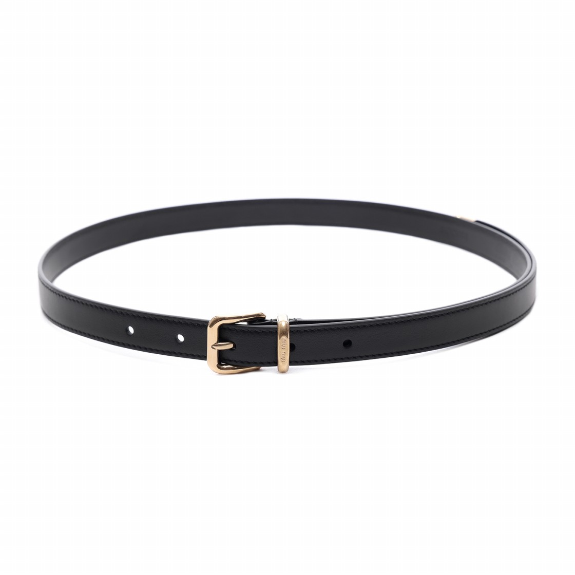 [25% 쿠폰] (W) 미우 미우 로고 버클 레더 벨트 블랙([25% 쿠폰] (W) Miu Miu Logo Buckle Leather Belt Black) - 4