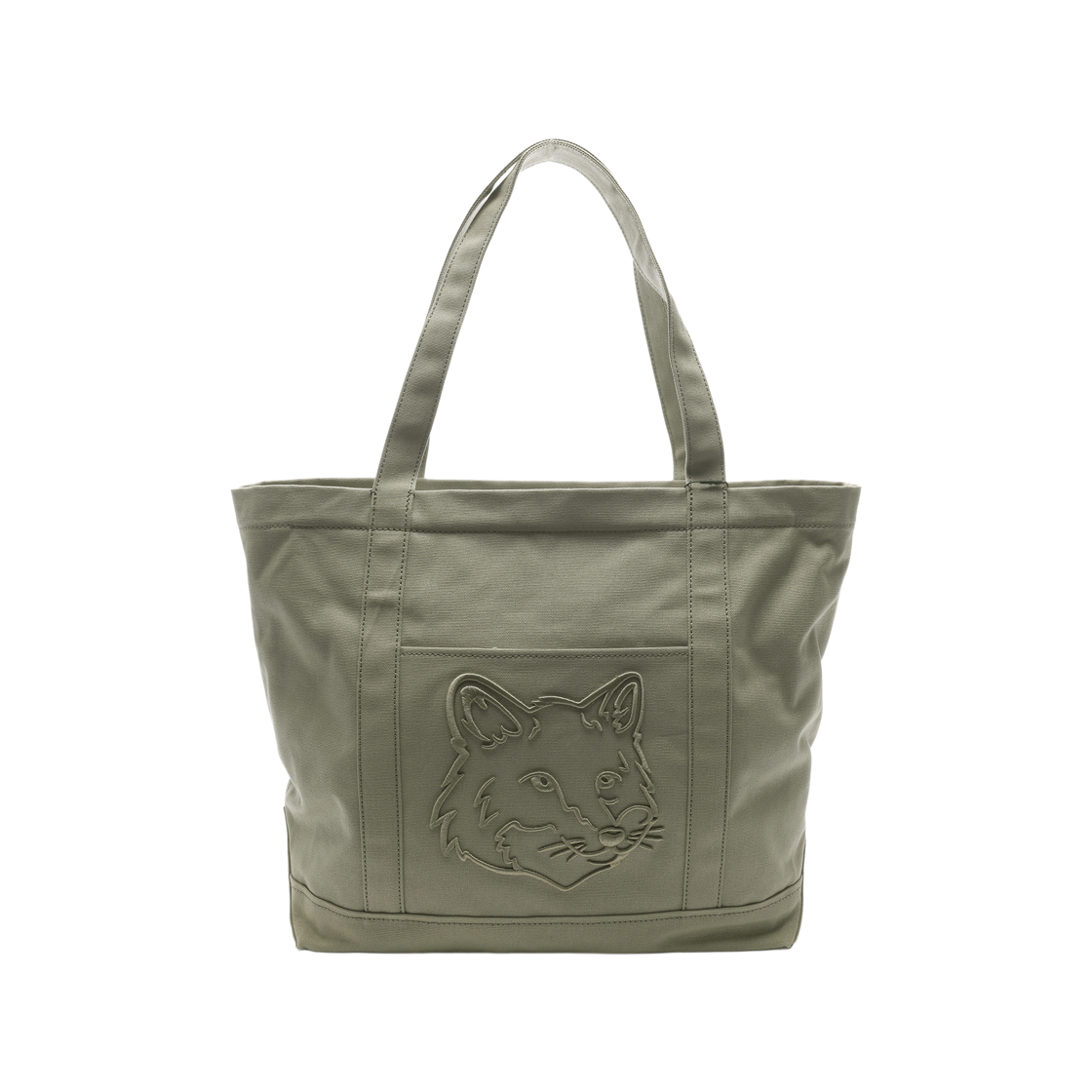 LW05104WW0107-P131 Maison Kitsune Large Fox Head Tote Bag Laurel Green