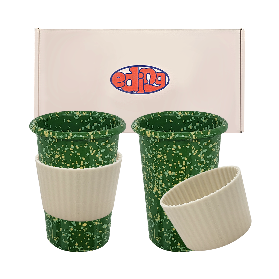 에딩 밀키웨이 법랑 컵 롱텀블러 + 홀더 아마존 그린 2p gift set(Eding Mlikyway Enamel Long Tumbler+Holder 2p Gift Set Amazon Green) - 1