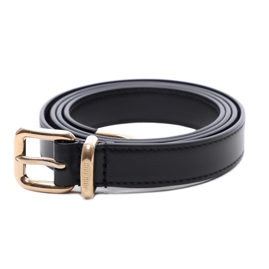 [25% 쿠폰] (W) 미우 미우 로고 버클 레더 벨트 블랙([25% 쿠폰] (W) Miu Miu Logo Buckle Leather Belt Black) - 3