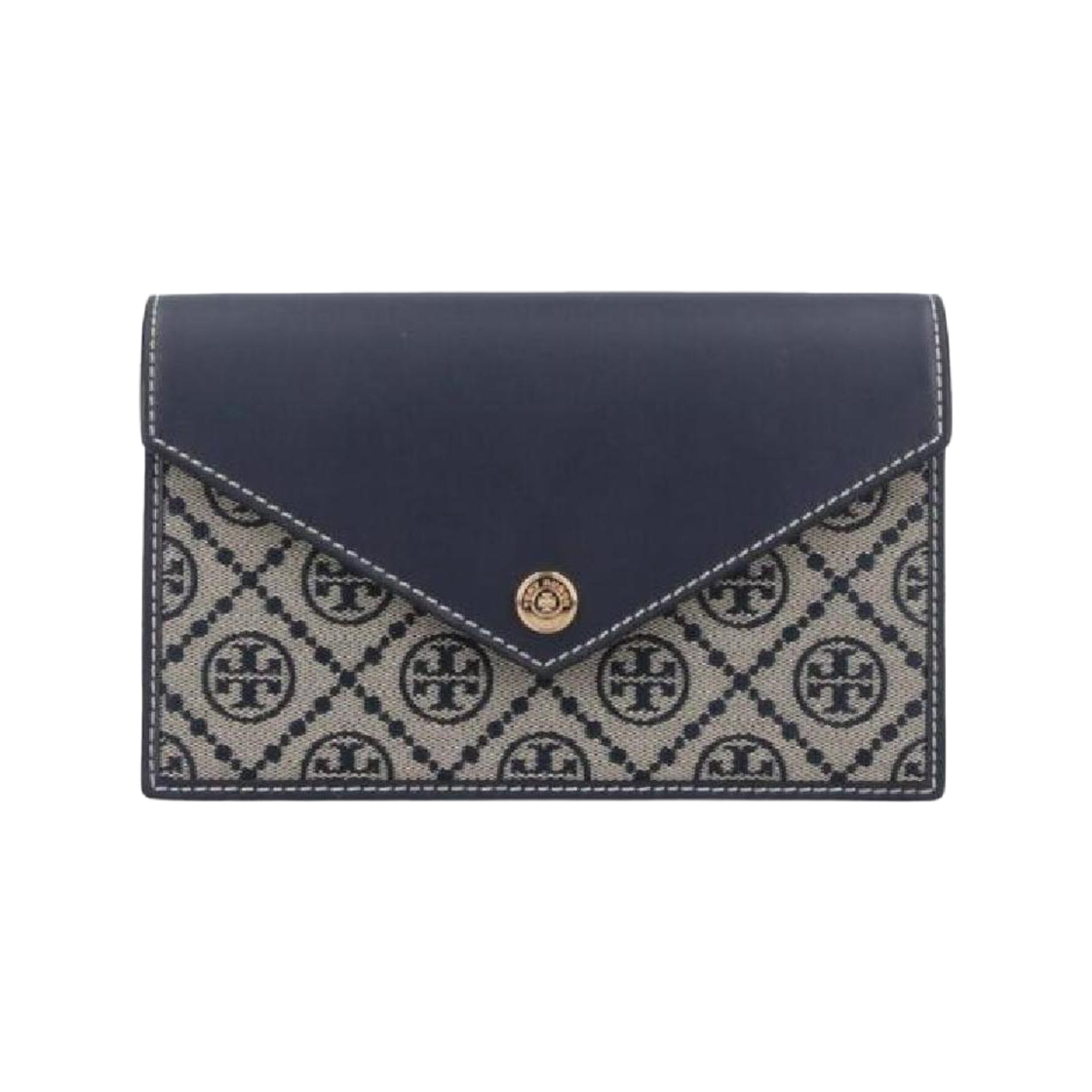 165016-405 Tory Burch T Monogram Envelope Shoulder Bag Tory Navy