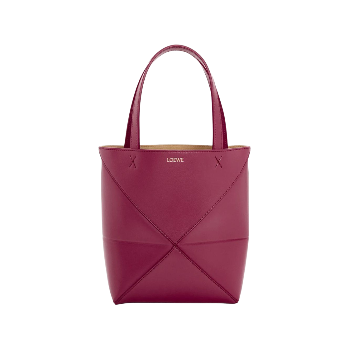 로에베 샤이니 카프스킨 미니 퍼즐 폴드 토트백 크림슨(Loewe Mini Puzzle Fold Tote Bag in Shiny Calfskin Crimson) - 1