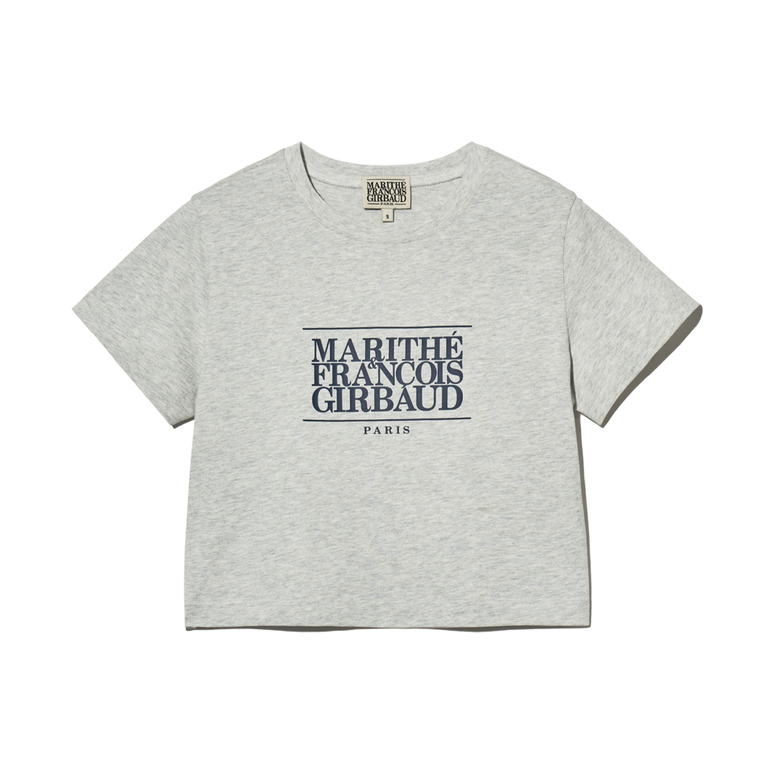 (W) 마리떼 프랑소와 저버 클래식 로고 크롭 티셔츠 라이트 헤더 그레이((W) Marithe Francois Girbaud Classic Logo Crop T-Shirt Light Heather Gray)
