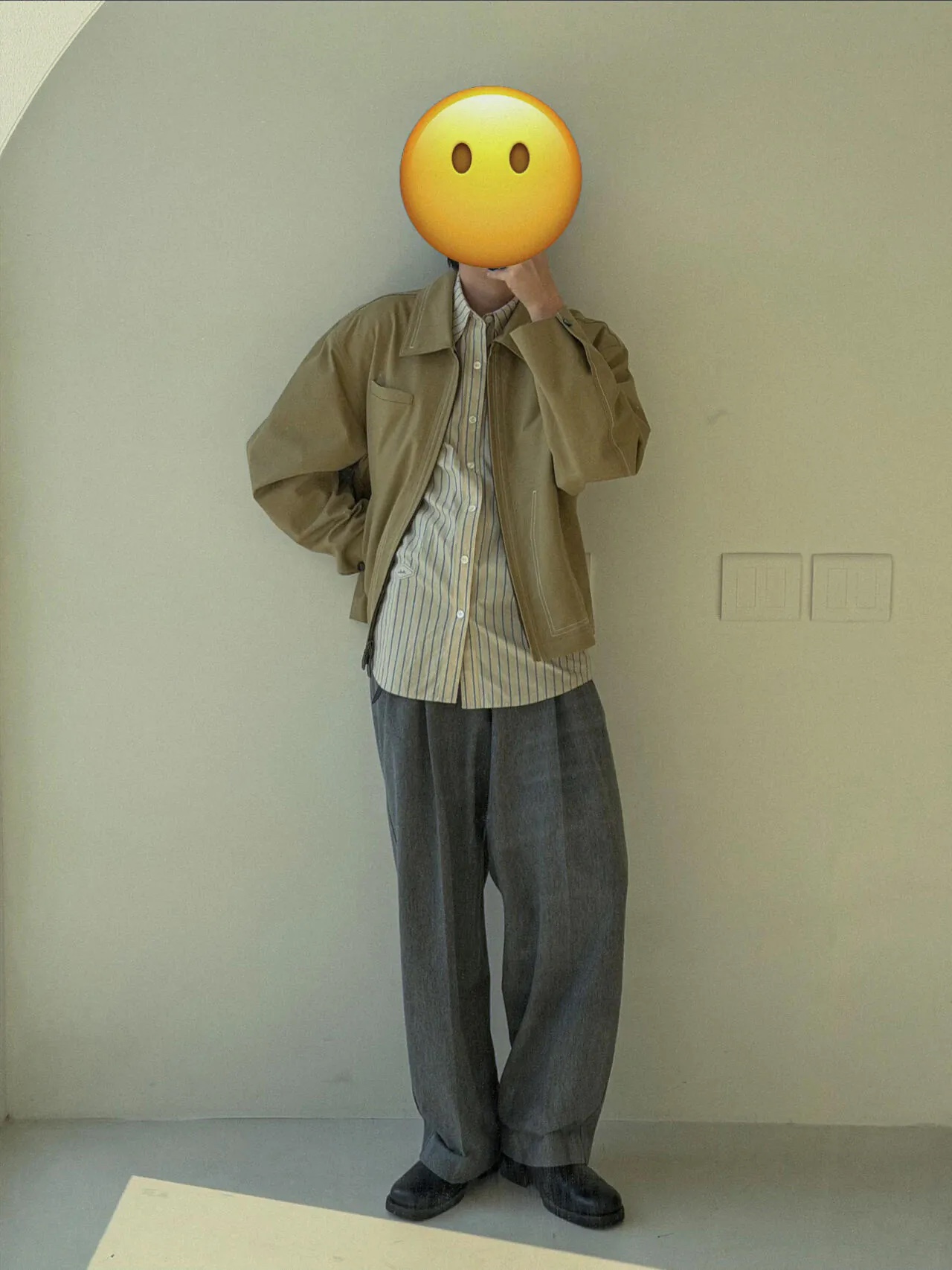Ader Error Jacket Product 22 Beige, Our Legacy Camion Boot Black 착용 스타일 - 1