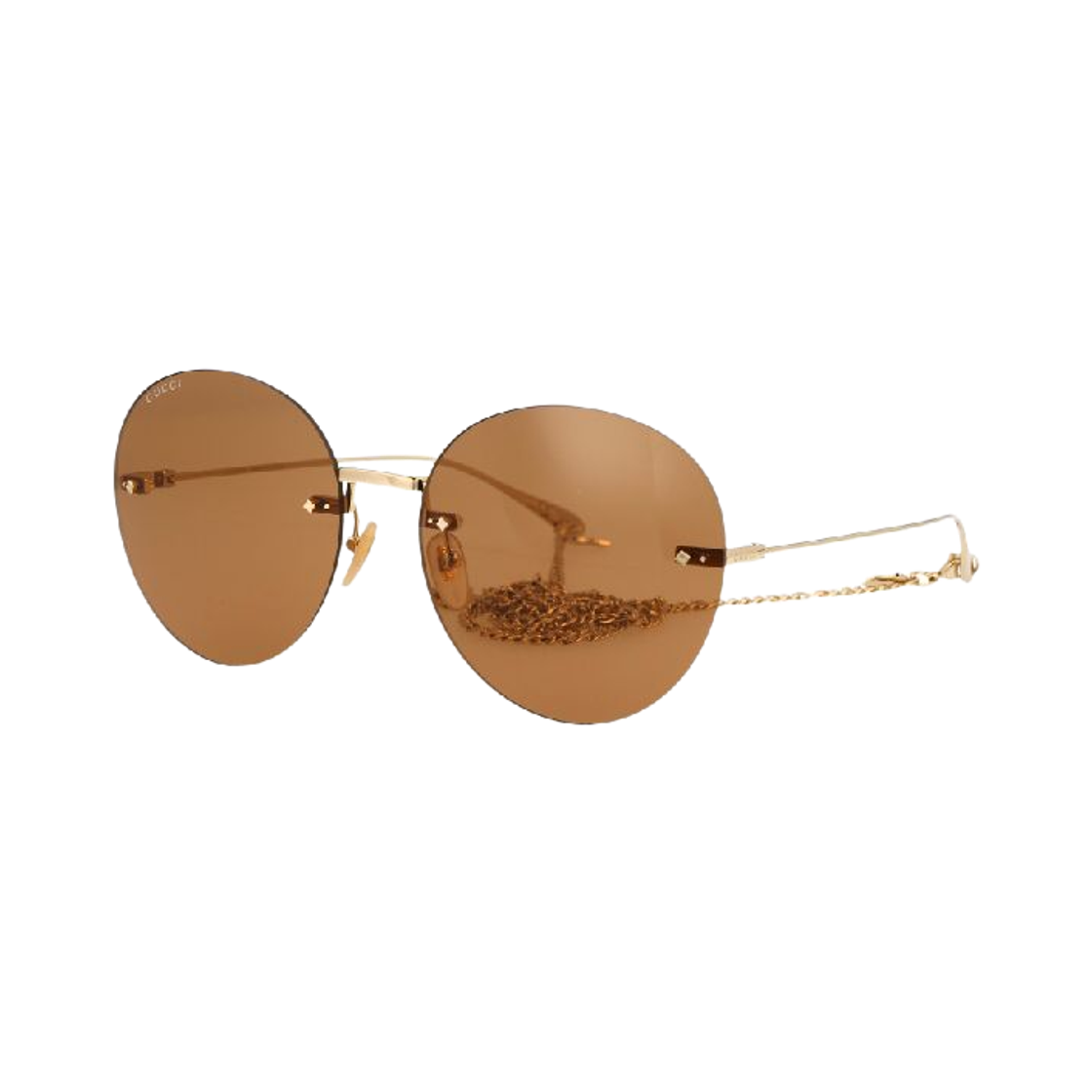 (W) 구찌 라운드 프레임 메탈 선글라스 골드 브라운((W) Gucci Round Frame Metal Sunglasses Gold Brown) - 2