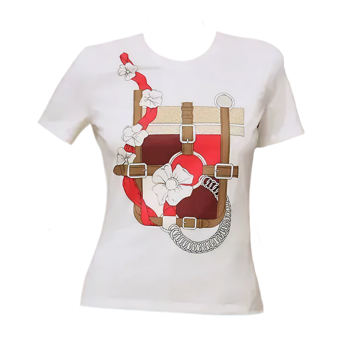 (W) 에르메스 프린티드 마이크로 티셔츠 블랑((W) Hermes Printed Micro T-Shirt Blanc)