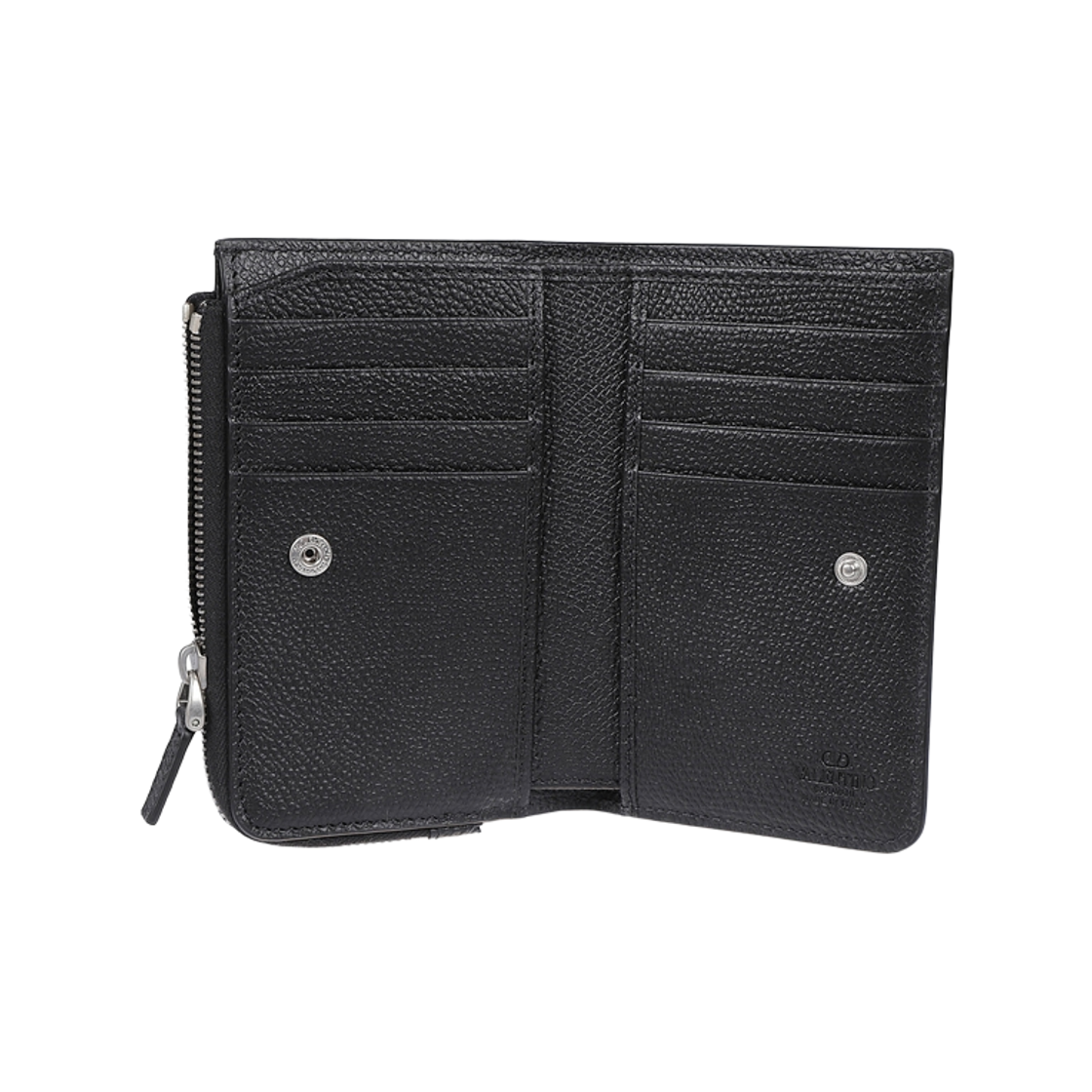 발렌티노 브이로고 시그니쳐 지퍼 반지갑 블랙(Valentino Vlogo Signature Zip Bi-Fold Wallet Black) - 2