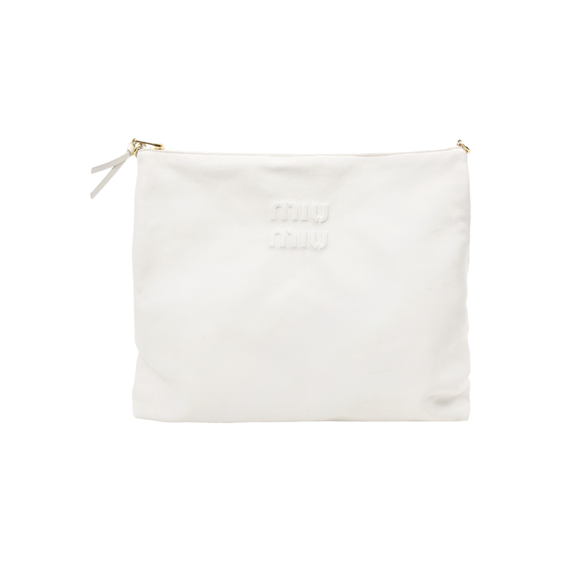 ITU8EKB5N7J5 Miu Miu White Embossed Logo Chain Shoulder Bag D-A48031