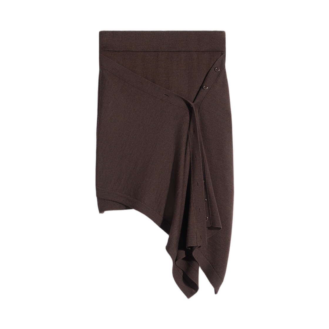 SK1071-LK087-397 (W) Lemaire Buttoned Skirt in Merino Blend Dark Cacao