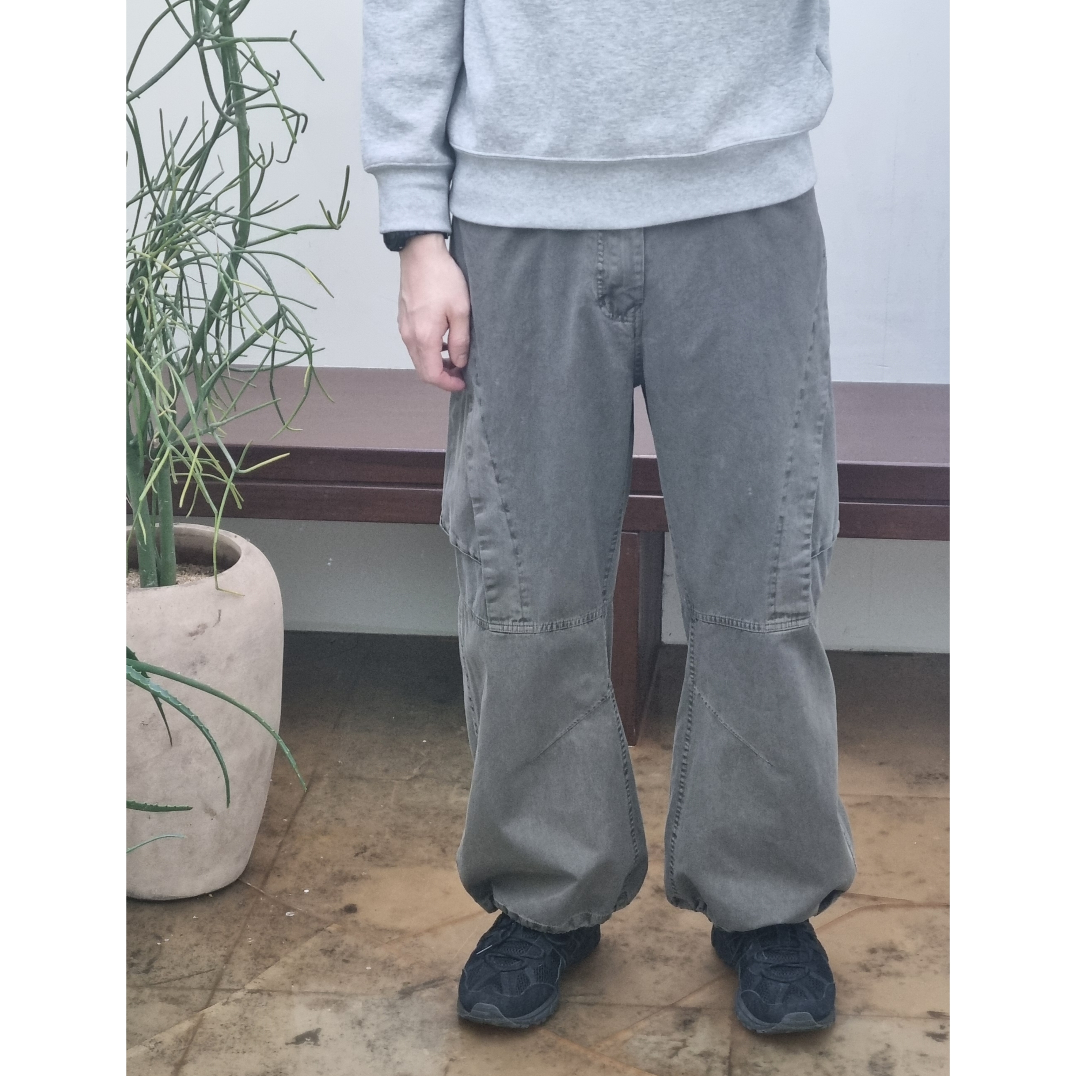 Asics Gel-Sonoma 15-50 Black, Polyteru Boarder Pants Beige 착용 스타일 - 1