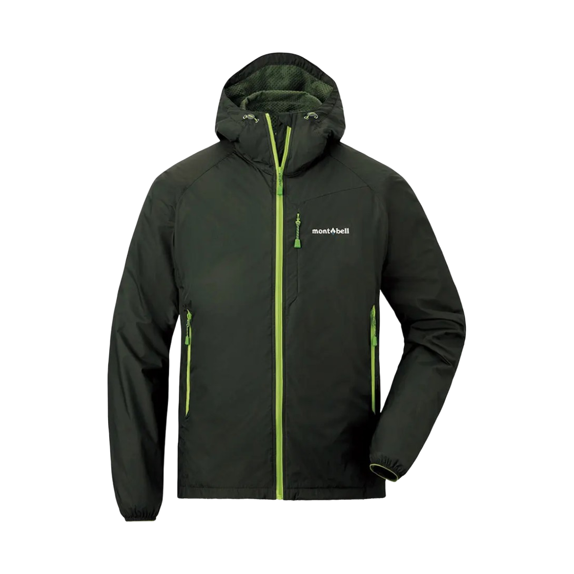 2306161 Montbell Light Shell Hooded Jacket Black Olive