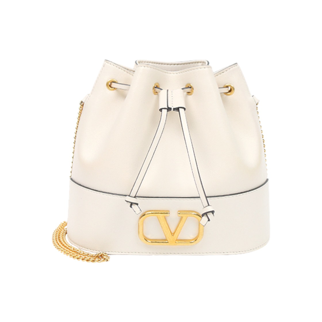 ITFGUFE6VJKB Valentino Ivory Garavani Bucket Chain Shoulder Bag C-A46543