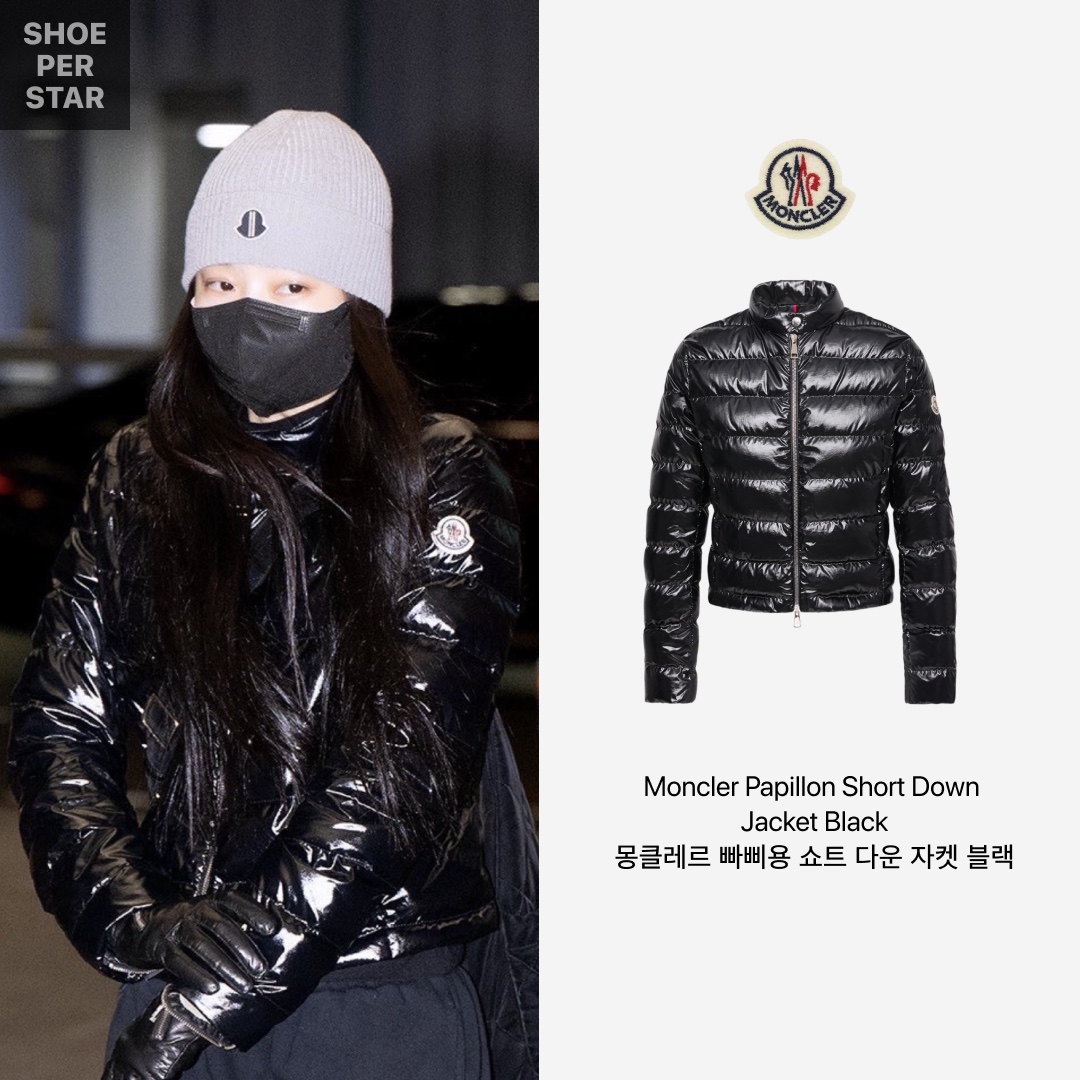 (W) Moncler Papillon Short Down Jacket Black - 26SS, Moncler x Rick Owens Cashmere Beanie Gray - 23FW 착용 스타일 - 2