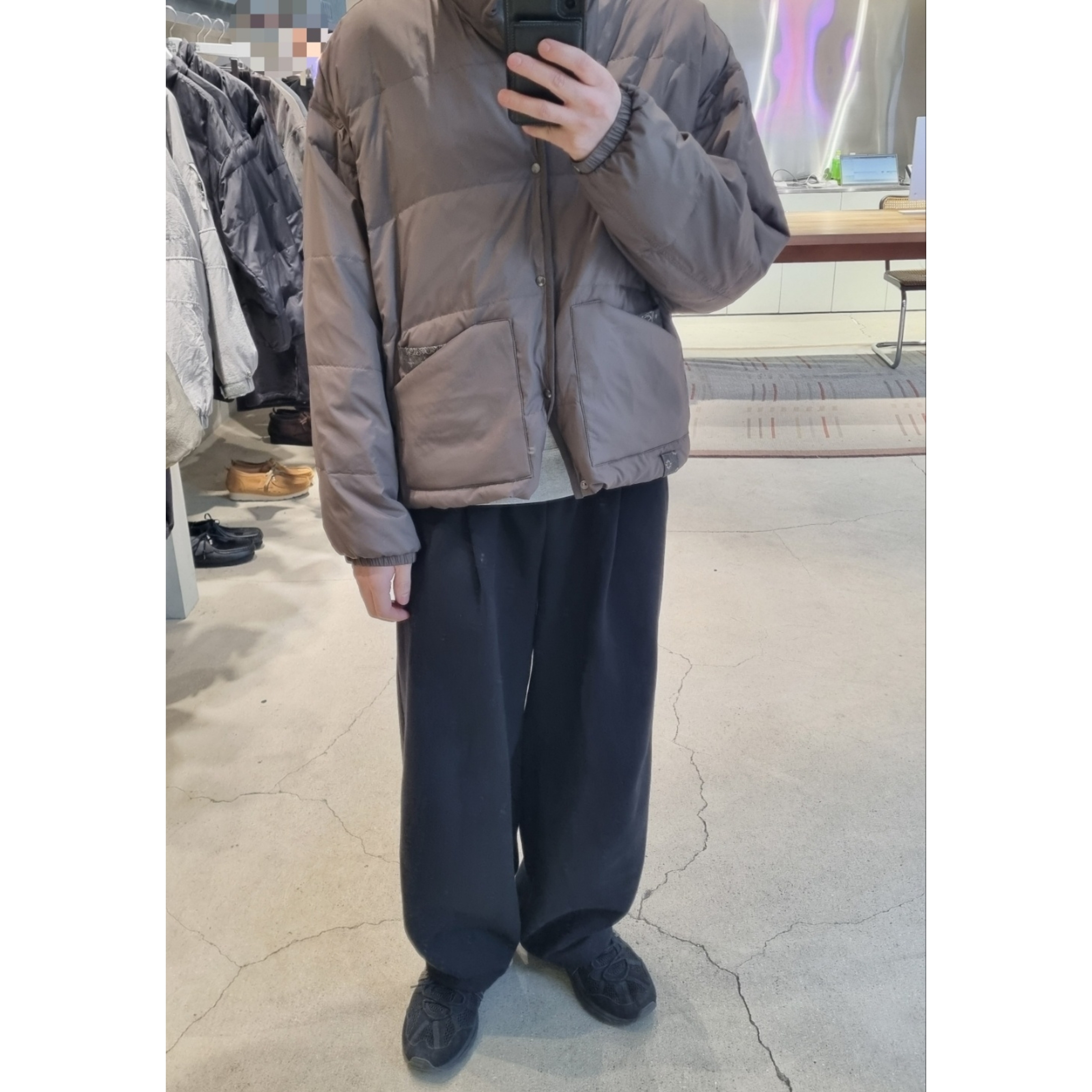 Asics Gel-Sonoma 15-50 Black, Polyteru Micro Snap Puff Jacket Mocha 착용 스타일 - 1