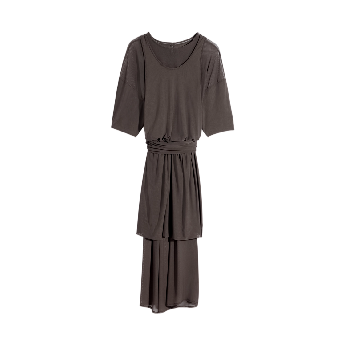 (W) 르메르 더블 레이어 드레스 메쉬 브라운((W) Lemaire Double Layer Dress in Mesh Brown)