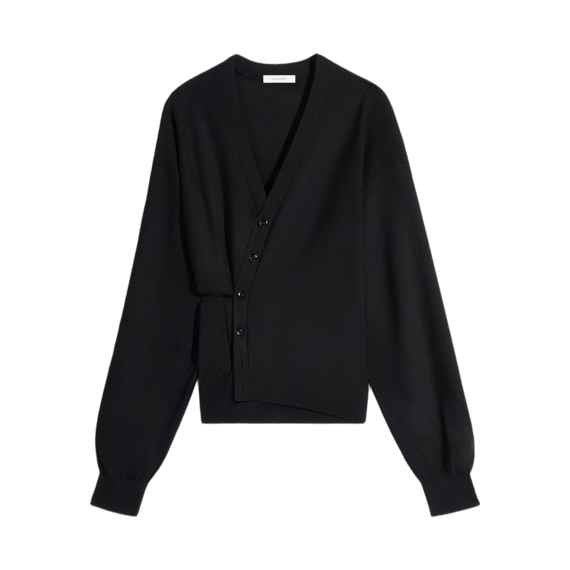 PO0023-LK087-999 Lemaire Twisted Cardigan in Wool Blend Black