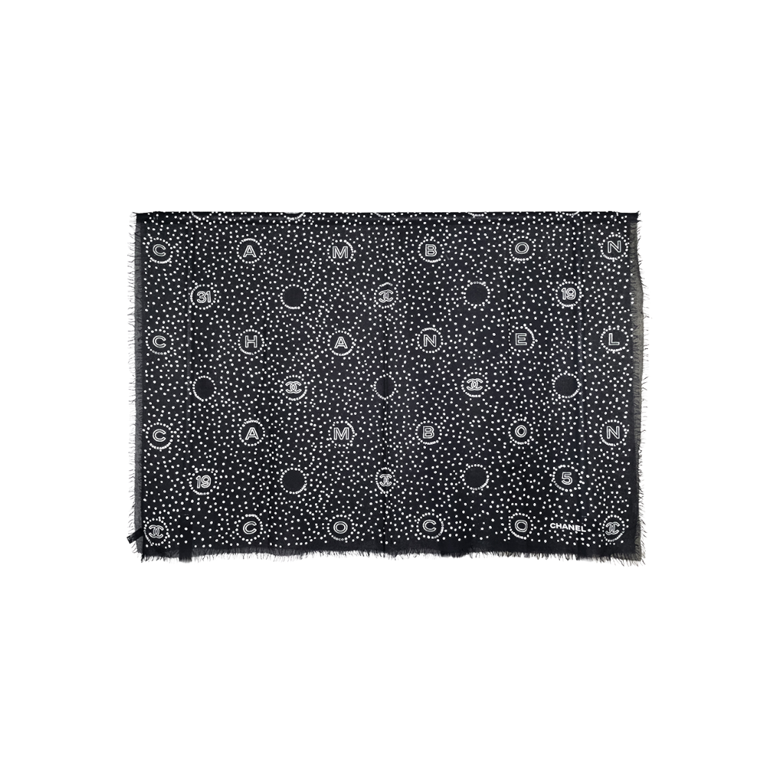 샤넬 23S CC로고 도트 캐시미어 스카프 블랙/화이트(5ET2187)(Chanel 23S CC Logo Dot Cashmere Scarf Black/White) - 1