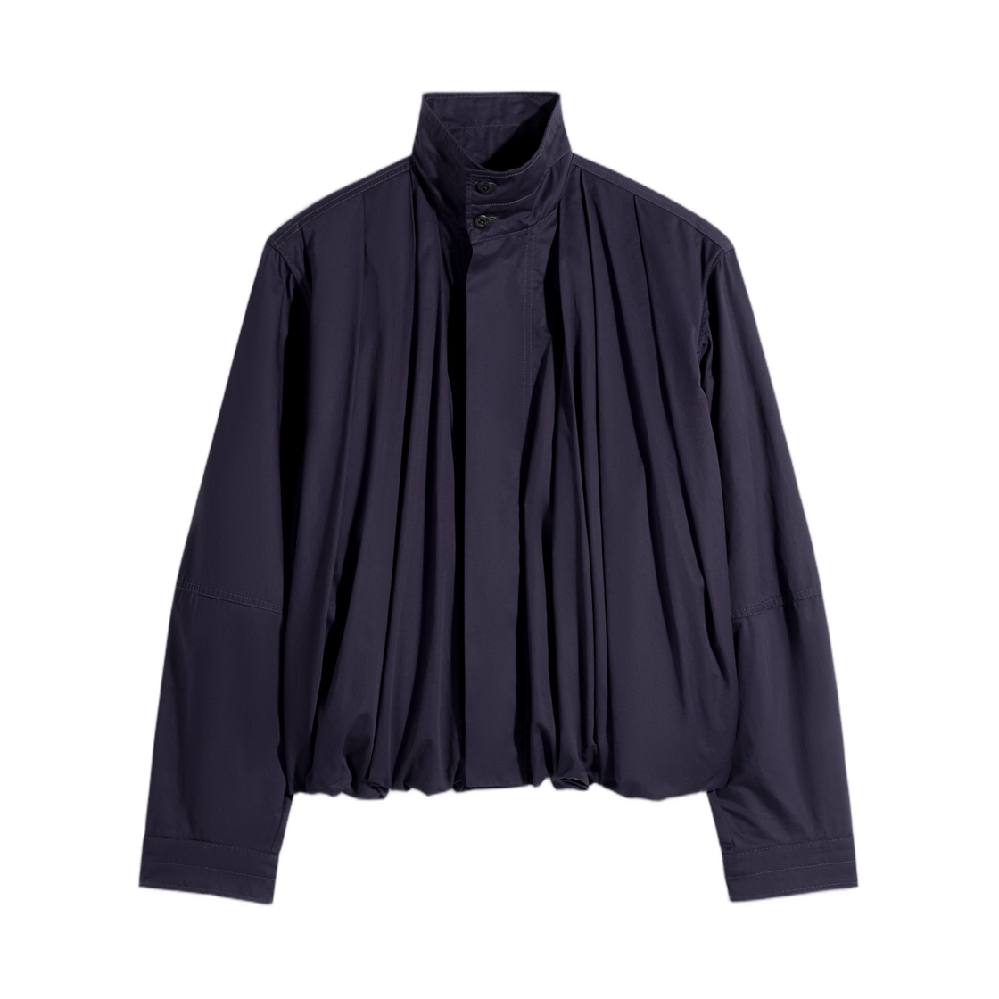 (W) 르메르 소프트 플리츠 블루종 라이트 코튼 사틴 잉크 블루((W) Lemaire Soft Pleated Blouson in Light Cotton Satin Ink Blue)