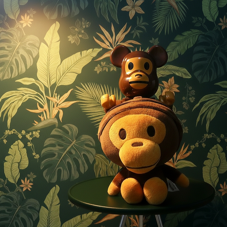Starbucks x BAPE Baby Milo Foldable Bag, Bearbrick x BAPE Baby Milo and Banana 100% & 400% Set 착용 스타일
