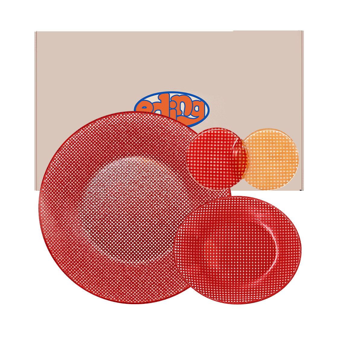 에딩 체키 플레이트  gift B set 레드(Eding Checky Plate Gift B set Red)