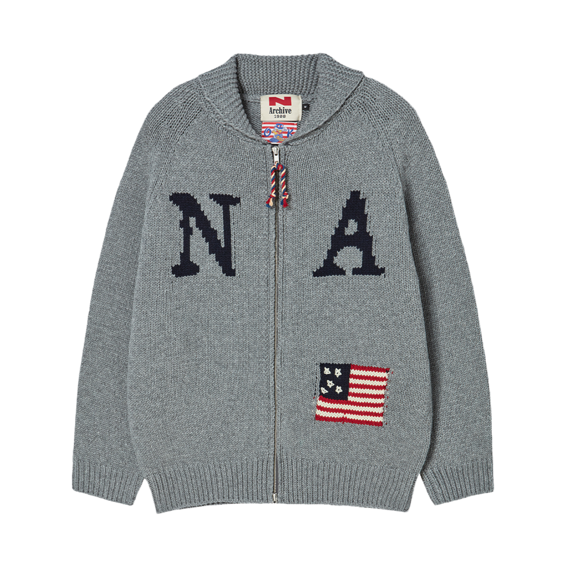 NV26SPJP01GR N ARCHIVE Hand Made Detail Vintage League Knit Jumper Gray