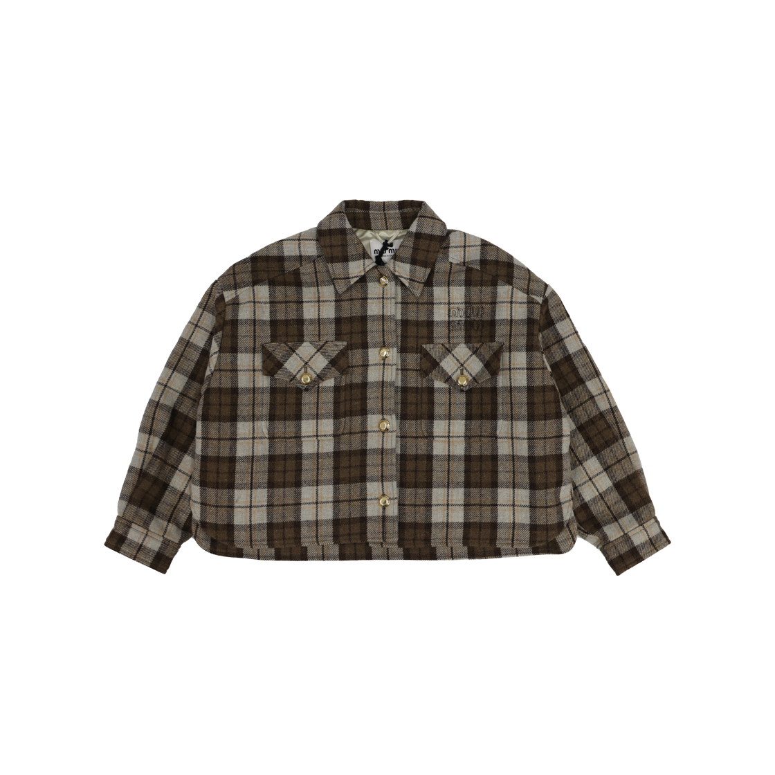 IT4T3O7BCMKV Miu Miu ML1021 Check Blue Jacket Cocoa