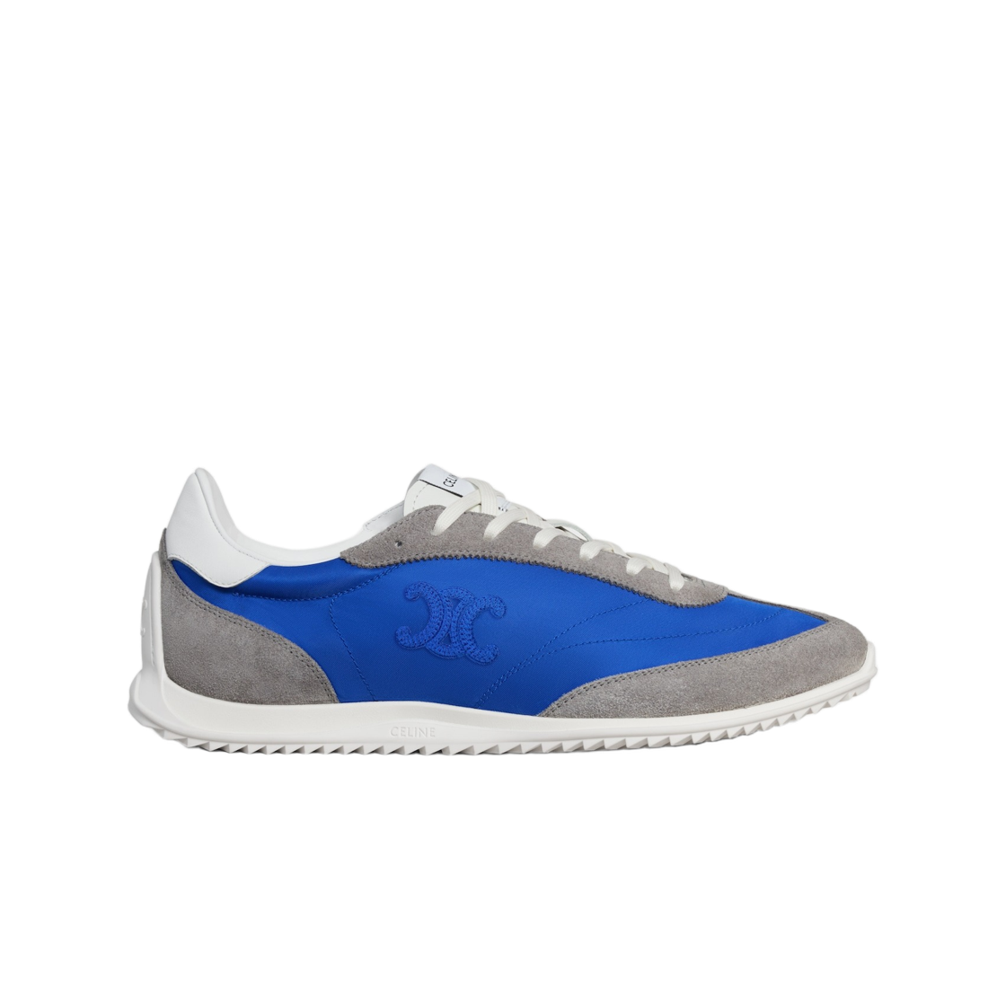 셀린느 레이서 로우 레이스업 스니커즈 트리옹프 나일론 스웨이드 카프스킨 일렉트릭 블루(Celine Racer Low Lace-Up Sneakers with Triomphe in Nylon Suede Calfskin Electric Blue)