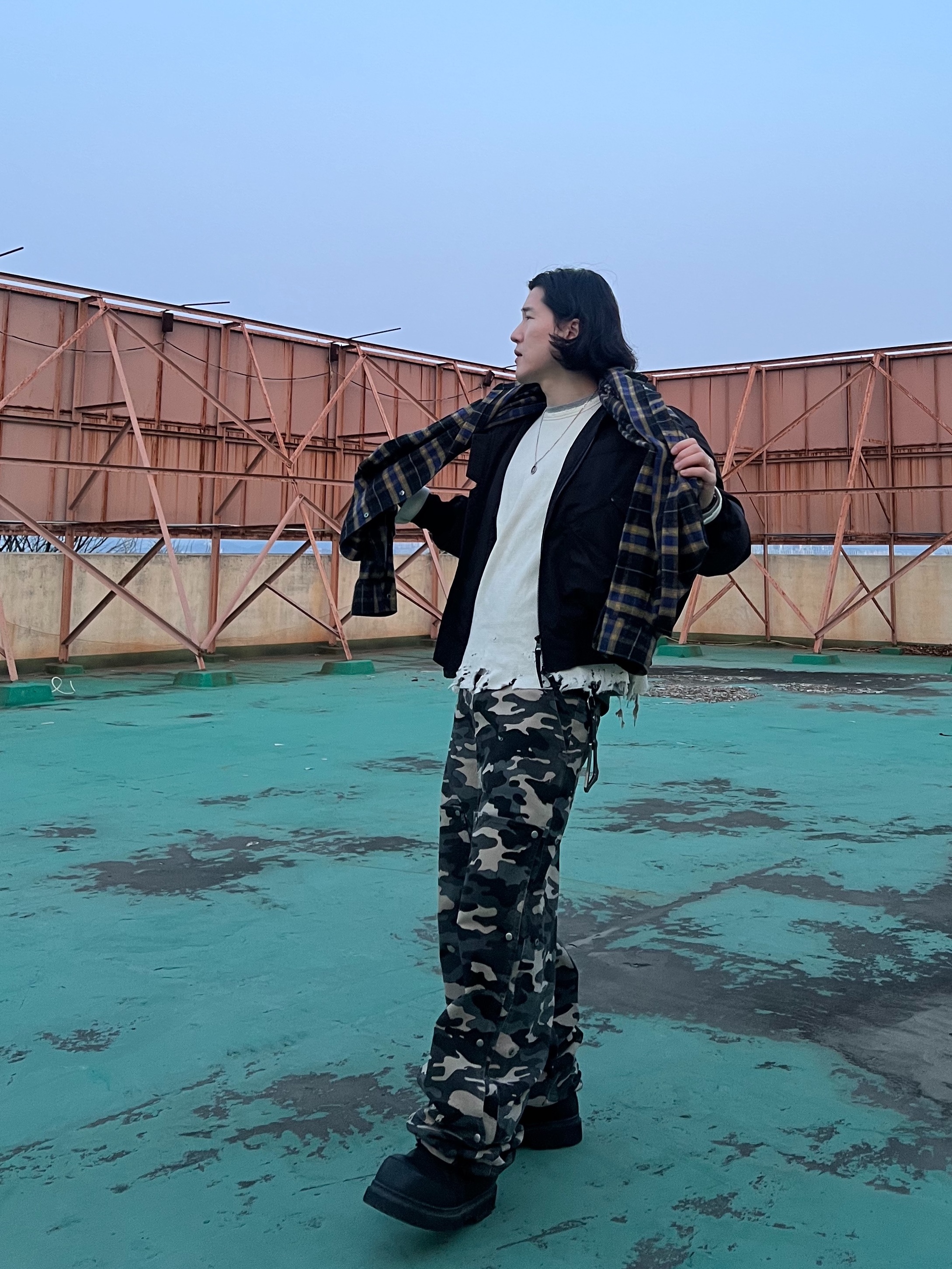MJD Oversized Flannel Check Shirt Multi 착용 스타일 - 6