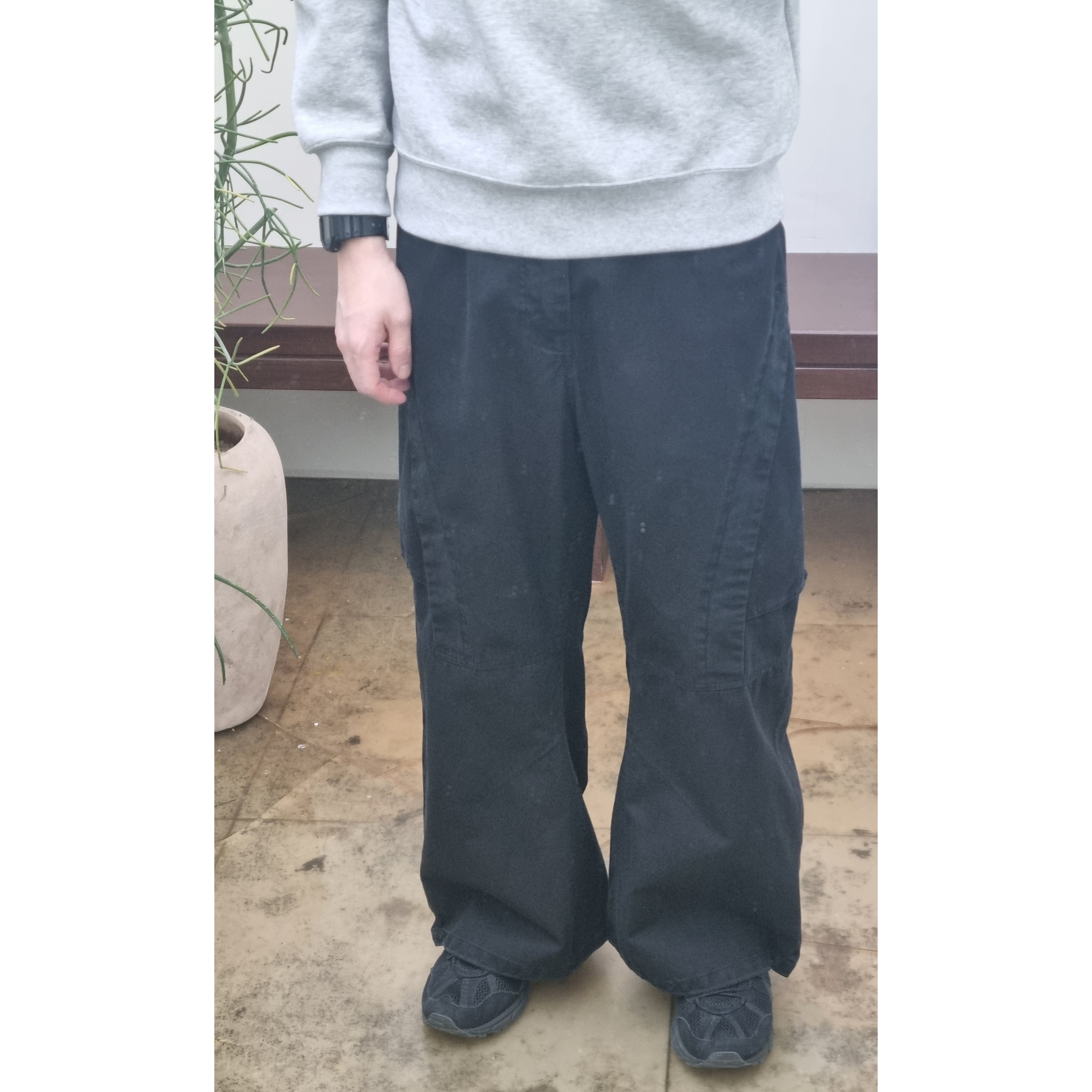 Asics Gel-Sonoma 15-50 Black, Polyteru Boarder Pants Black 착용 스타일 - 1