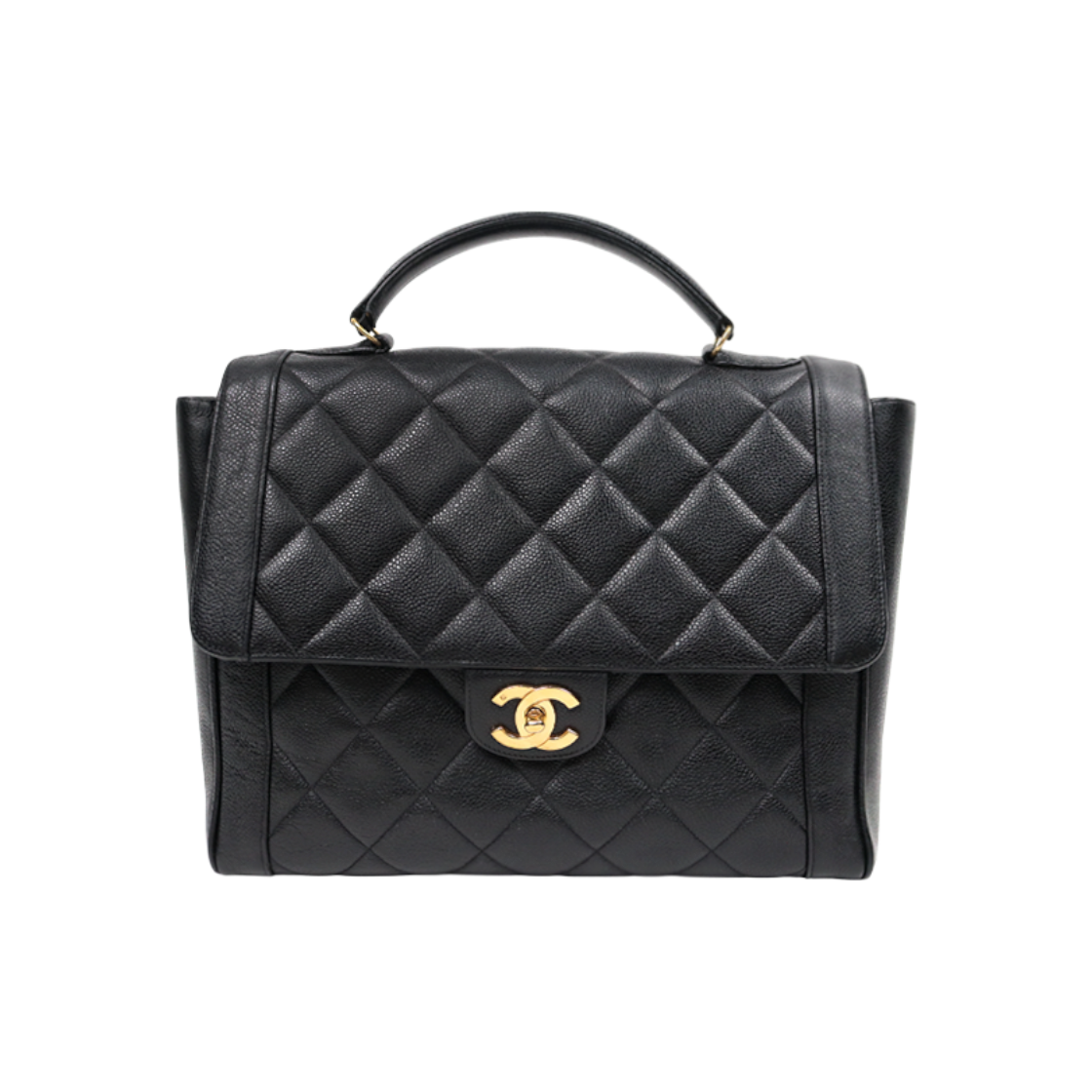 샤넬 블랙 캐비어 퀼팅 CC 브리프케이스 A-A46420(Chanel Black Caviar Quilted CC Briefcase A-A46420)