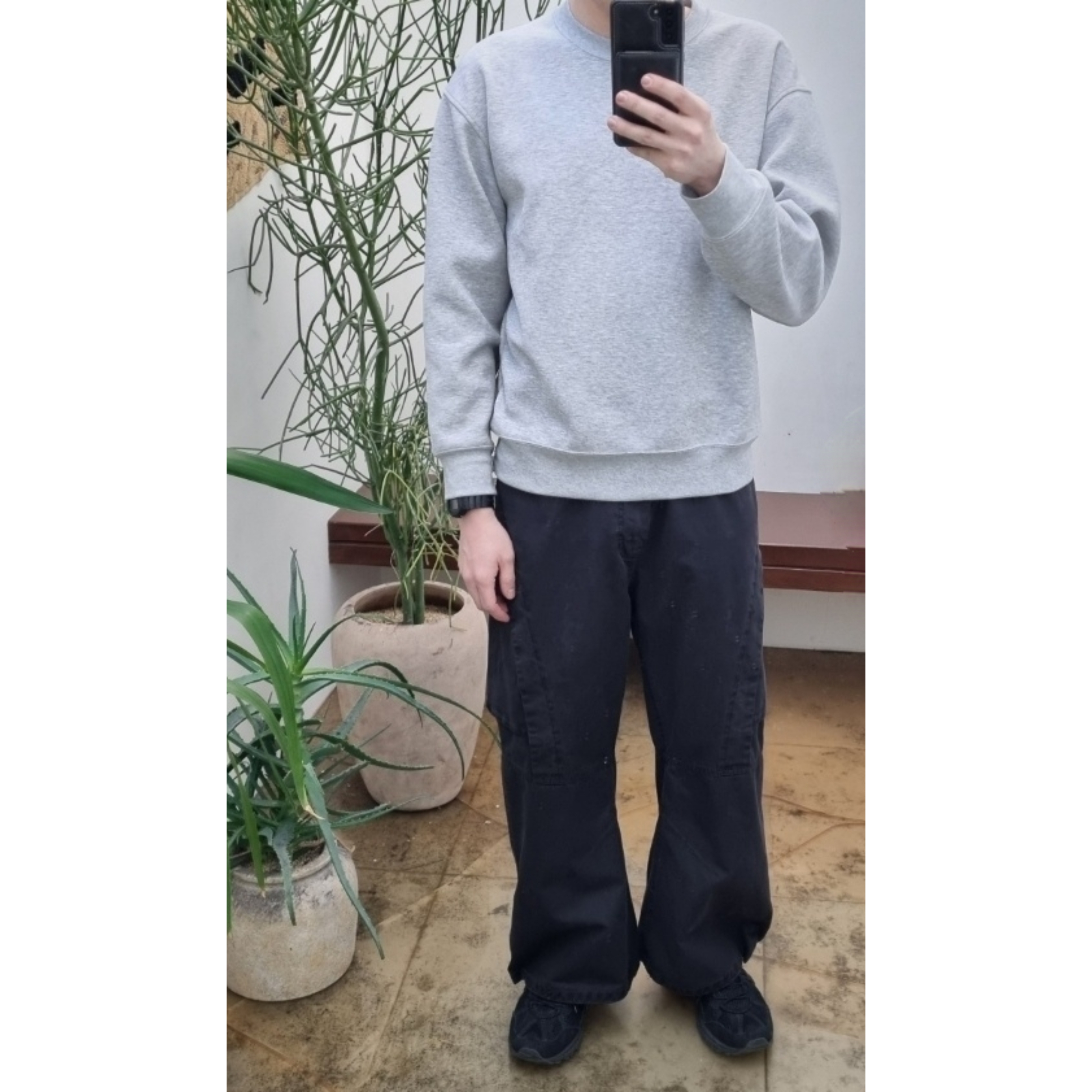 Asics Gel-Sonoma 15-50 Black, Polyteru Boarder Pants Dark Navy 착용 스타일 - 3