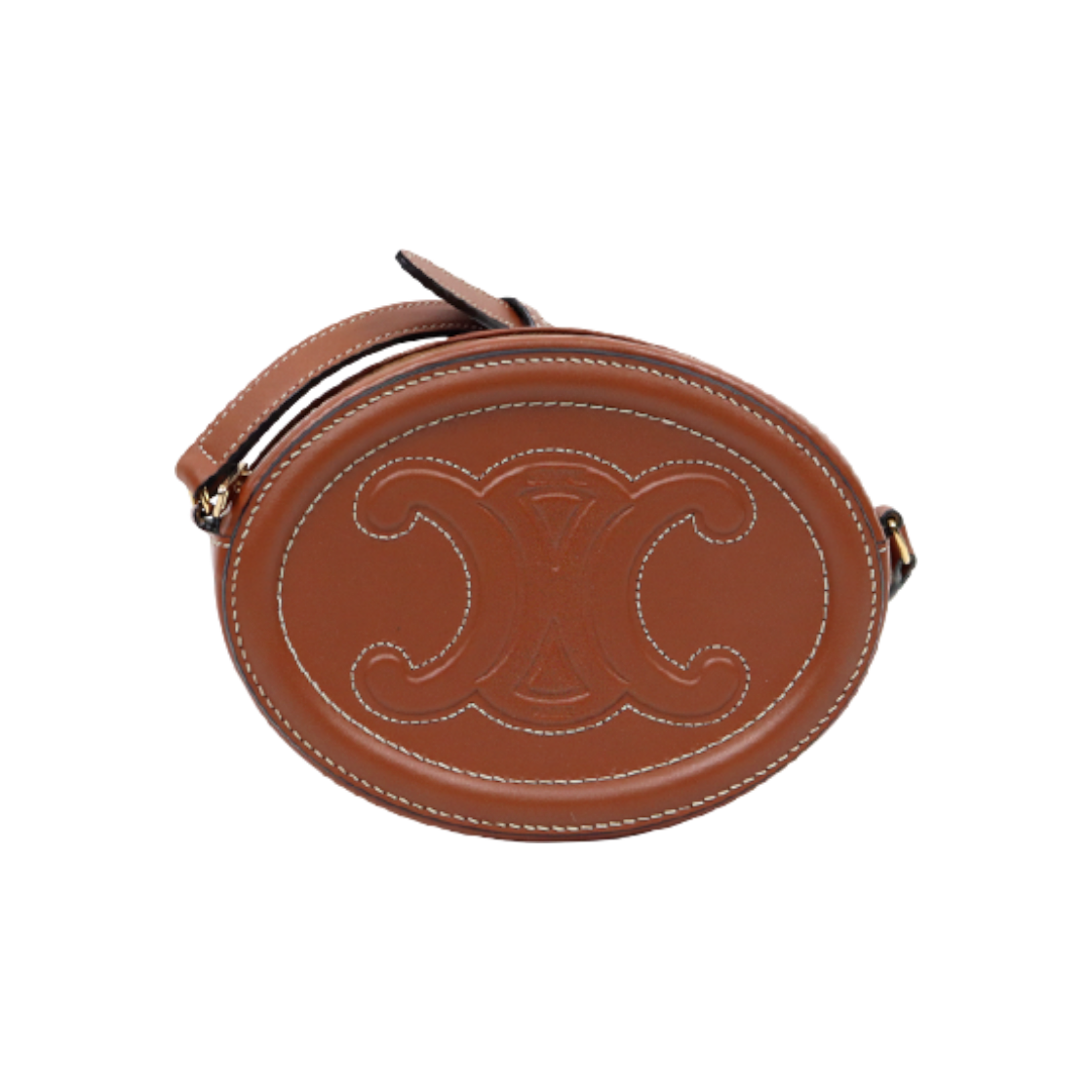 ITJ2VQP9BGC7 Celine Brown Oval Pulse Tan Mini Crossbody Bag C-A47484