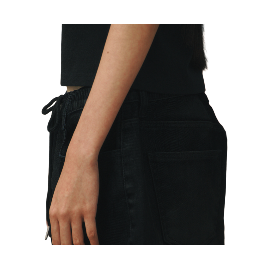 비에스래빗 플레어 릴렉스핏 벨벳 데님 팬츠 빈티지 블랙(Bsrabbit Flare Relaxed Fit Velvet Denim Pants Vintage Black) - 4