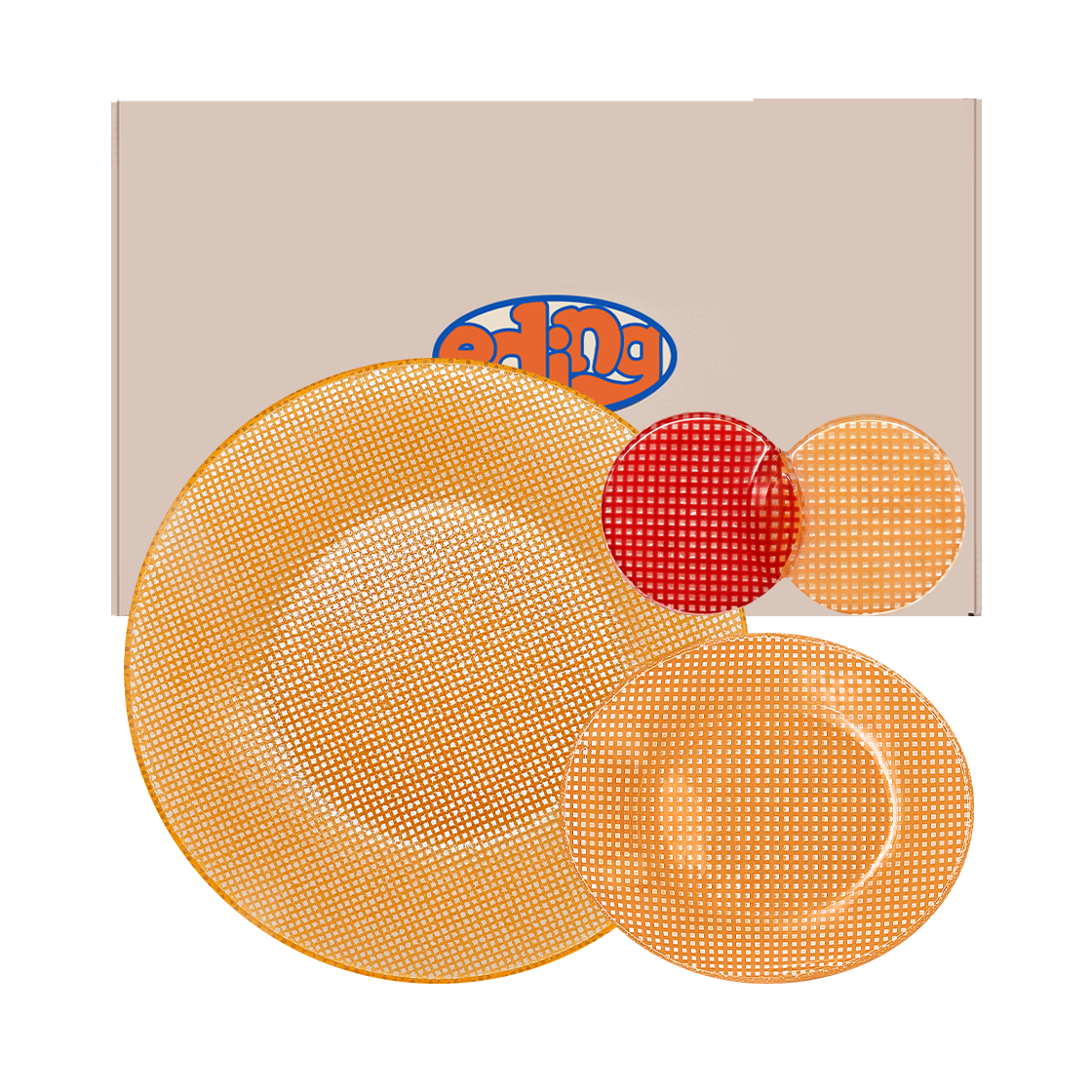 에딩 체키 플레이트  gift B set 피치(Eding Checky Plate Gift B set Peach)