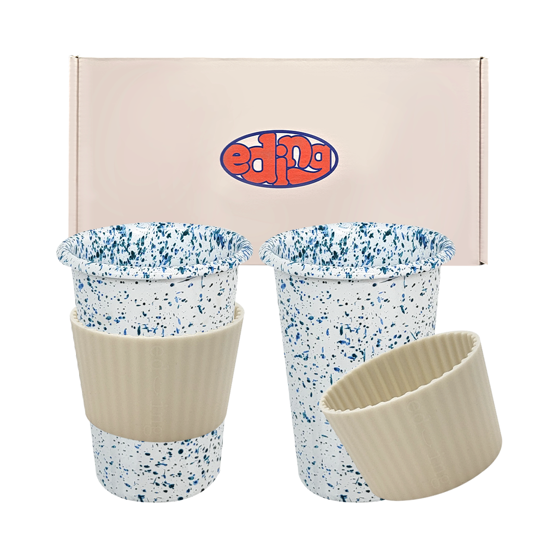 에딩 밀키웨이 법랑 컵 롱텀블러 + 홀더 하와이안 블루 2p gift set(Eding Mlikyway Enamel Long Tumbler+Holder 2p Gift Set Hawaiian Blue) - 2