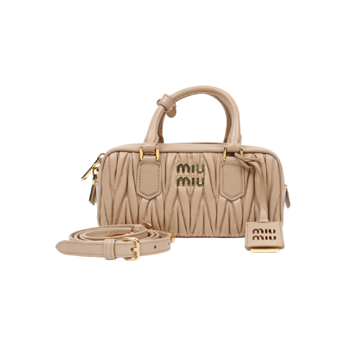 ITDHSQSR6TDO Miu Miu Beige Matelasse Arcadia Tote Bag D-A48396